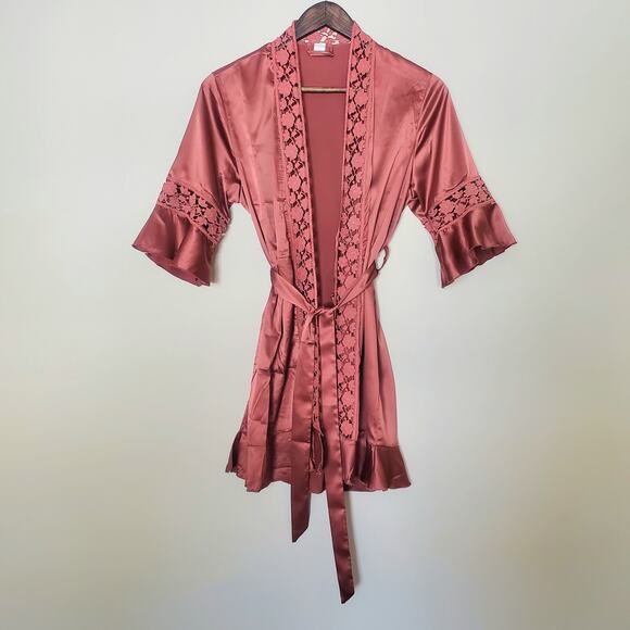 Terracotta Bridesmaid Robe Bridal Party Robe Satin Robe JUNIOR SIZE - Picture 4 of 8